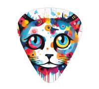 12-Piece Mixed Thickness Graffiti Cat Head Patterned Guitar Pick Set - Designed for Acoustic and Electric Guitars