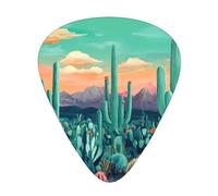 12-Piece Mixed Thickness Green cactus desert patterns Guitar Pick Set - Designed for Acoustic and Electric Guitars