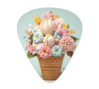 12-Piece Mixed Thickness Ice cream and flowers Patterned Guitar Pick Set - Designed for Acoustic and Electric Guitars