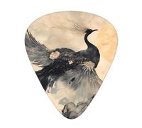 12-Piece Mixed Thickness Ink Phoenix Patterned Guitar Pick Set - Designed for Acoustic and Electric Guitars