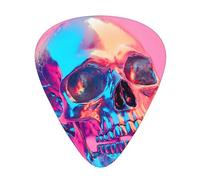 12-Piece Mixed Thickness Iron Skull Patterned Guitar Pick Set - Designed for Acoustic and Electric Guitars