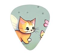 12-Piece Mixed Thickness Kitten Butterfly Patterned Guitar Pick Set - Designed for Acoustic and Electric Guitars