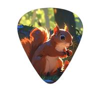 12-Piece Mixed Thickness Little squirrel picking pine cones Patterned Guitar Pick Set - Designed for Acoustic and Electric Guitars