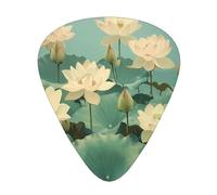 12-Piece Mixed Thickness Lotus Pond patterns Guitar Pick Set - Designed for Acoustic and Electric Guitars