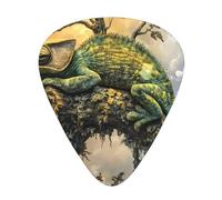 12-Piece Mixed Thickness Lying chameleon patterns Guitar Pick Set - Designed for Acoustic and Electric Guitars
