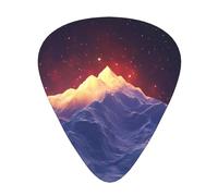 12-Piece Mixed Thickness Mountains at sunrise patterns Guitar Pick Set - Designed for Acoustic and Electric Guitars