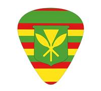 12-Piece Mixed Thickness Native Hawaiian Flag Patterned Guitar Pick Set - Designed for Acoustic and Electric Guitars