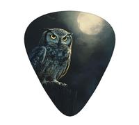 12-Piece Mixed Thickness Owl in the moonlight Patterned Guitar Pick Set - Designed for Acoustic and Electric Guitars