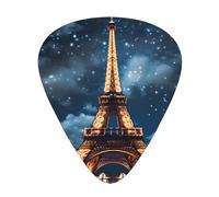 12-Piece Mixed Thickness Paris Tower Patterned Guitar Pick Set - Designed for Acoustic and Electric Guitars