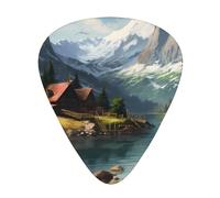 12-Piece Mixed Thickness Pastoral Forest patterns Guitar Pick Set - Designed for Acoustic and Electric Guitars