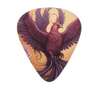 12-Piece Mixed Thickness Phoenix and Rose Patterned Guitar Pick Set - Designed for Acoustic and Electric Guitars