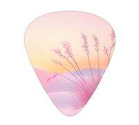 12-Piece Mixed Thickness Pink Desert Patterned Guitar Pick Set - Designed for Acoustic and Electric Guitars