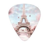 12-Piece Mixed Thickness Pink Tower patterns Guitar Pick Set - Designed for Acoustic and Electric Guitars