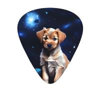 12-Piece Mixed Thickness Puppy Blue Rose Patterned Guitar Pick Set - Designed for Acoustic and Electric Guitars
