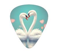 12-Piece Mixed Thickness The swan in love Patterned Guitar Pick Set - Designed for Acoustic and Electric Guitars