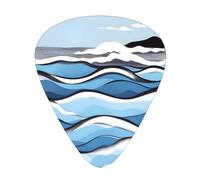 12-Piece Mixed Thickness Waves lapping at the rocks Patterned Guitar Pick Set - Designed for Acoustic and Electric Guitars