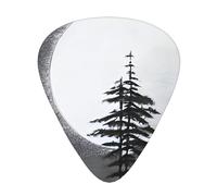 12-Piece Moon Pine Tree Patterned Guitar Pick Set - Available in 3 Thicknesses, Suitable for Acoustic and Electric Guitars