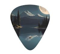 12-Piece Moonlit lake print Guitar Pick Set - Available in 3 Thicknesses, Suitable for Acoustic and Electric Guitars