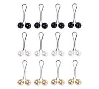 12-Piece Multicolor U-Shape Hijab Scarf Pins with Pearl Accents, Zinc Alloy Geometric Women Scarf Clips Accessories(black&white&gold)