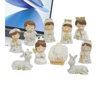 12-Piece Nativity Set | Holy Family Resin Table Decoration - Christian Christmas Decorations Statues Hand-Painted Child Jesus Mary Joseph for Fireplaces Families Catholic Church Christmas