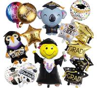 12 Piece Party Balloon Set Black Gold Balloons Decoration Set for Graduation Party at University