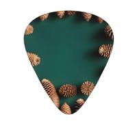 12-Piece Pine Cone Border print Guitar Pick Set - Available in 3 Thicknesses, Suitable for Acoustic and Electric Guitars