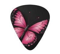 12-Piece Pink butterfly cartoon Patterned Guitar Pick Set - Available in 3 Thicknesses, Suitable for Acoustic and Electric Guitars