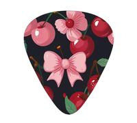 12-Piece Pink cherry print Guitar Pick Set - Available in 3 Thicknesses, Suitable for Acoustic and Electric Guitars
