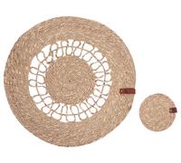 Beliani 12 Piece Placemats And Coasters Set Pepperberry Seagrass Natural