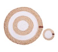 Beliani 12 Piece Placemats And Coasters Set Tumeric Natural Jute