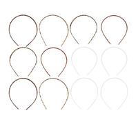 12 Piece Plain Plastic Hair Bands for Women and Girls, Brown Hair Hoops | Toothed Design, Comfortable for Personal Parties or Going Out, DIY Accessory Styling, Chic Simple Appearance