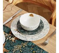 12-Piece Porcelain Dinner Set with Charming Woodland Animal Design - Includes Dinner Plates, Side Plates & Cereal Bowls, Microwave & Dishwasher Safe-M13 (Woodland)