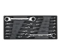 12 Piece Premium Flare Nut And Ratchet Ring Spanner Set With Modular Tool Tray For Professionals