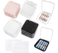 12 Piece Press On Nail Storage Box with 60 Pcs Double Sided Tape - Acrylic Fake Nail Display Box for Home Salon Use
