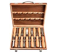 12 Piece Professional Wood Chisels Set,Woodworking Wood Chisel Set with Premium Wooden Case, Steel Construction, Hammer End for Woodworking, Carving