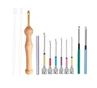 12-Piece Punch Needle Kits, Embroidery Sewing Kit with 7 Sizes of Needle Heads, Complete Adjustable Punch Needle Tool Set for Adults and Beginners, Perfect for Floss, Cross Stitch, and DIY Craft Proje