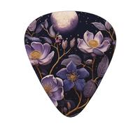 12-Piece Purple flowers in the moonlight Guitar Pick Set - Perfect for Beginners and Professionals (Bass, Electric, and Acoustic Guitars)