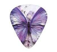 12-Piece Purple Oil Painting Butterfly Patterned Guitar Pick Set - Available in 3 Thicknesses, Suitable for Acoustic and Electric Guitars