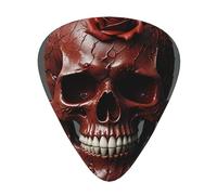 12-Piece Red Skull Patterned Guitar Pick Set - Available in 3 Thicknesses, Suitable for Acoustic and Electric Guitars