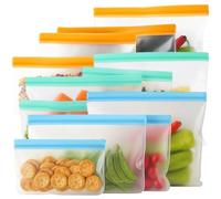 12-Piece Reusable Freezer Bags Set, Thick EVA Reusable Food Bags in 4 Sizes, Colour-Coded Reusable Sandwich Bag Multipack for Kitchen Fridge Organisation
