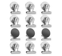 12 Piece Reusable Metal Refrigerator Magnets Secure Document Holders Paper Photo Display Clips Home Decors Multipurpose Document Clips