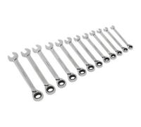 12pc Reversible Ratchet Combination Spanner Set 12 Point Metric Ring Nut Socket