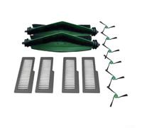 12-Piece Robot Vacuum Kit Dual Rubber Rollers Filters Replacement Set 2 Rollers 6 Side Brushes 4 Filters Deep Clean Kit Dual Rubber Brushes for Carpets Floors for Easy Install Robot Parts Kit 12