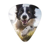 12-Piece Running Border Collie Patterned Guitar Pick Set - Available in 3 Thicknesses, Suitable for Acoustic and Electric Guitars