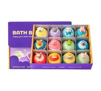 12 Piece Scented Salt Ball Set - Bubble Bath Foam, Fizzy Spa Bombs with Surprise Toys Inside, Aromatherapy Soak Kit | Set Women Men Family Home Travel Relax Wellness Play Calm Mood Care Pack