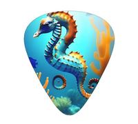 12-Piece Seabed coral seahorse print Guitar Pick Set - Available in 3 Thicknesses, Suitable for Acoustic and Electric Guitars