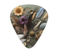 12-piece set of guitar picksFeather flower Prints comfortable and wear-resistant crisp tone for guitar and ukulele