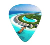 12-piece set of guitar picksMaldives Scenery Prints comfortable and wear-resistant crisp tone for guitar and ukulele