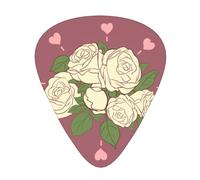 12-piece set of guitar picksWhite Rose of Love Prints comfortable and wear-resistant crisp tone for guitar and ukulele