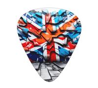 12-Piece Shock Graffiti Flag Patterned Guitar Pick Set - Available in 3 Thicknesses, Suitable for Acoustic and Electric Guitars